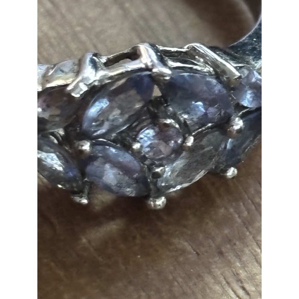 STAUER 925 STERLING SILVER NATURAL TANZANITE FLOWER CLUSTER RING Size 7.25 - Picture 2 of 14